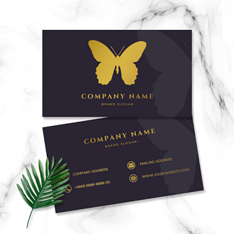 精致高端奢华金色蝴蝶翅膀商务名片
