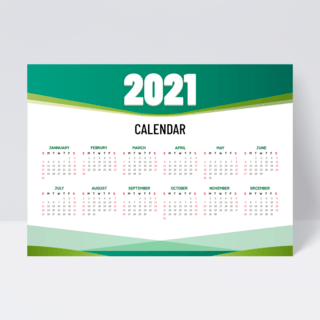 渐变色块海报模板_绿色渐变几何商务风格2021年历设计
