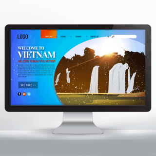 现代网页设计海报模板_现代卡通越南旅游机构宣传网页设计