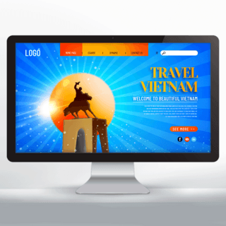 现代网页设计海报模板_现代卡通风格越南旅游宣传网站网页设计