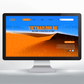 时尚手绘风格越南美奈旅行宣传网页设计