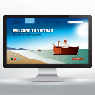 现代网页设计海报模板_现代卡通风格越南岘港旅游网页设计