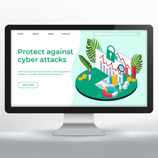 网页设计宣传海报模板_绿色扁平网络安全宣传网页设计