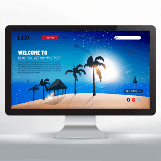网页设计旅游海报模板_时尚剪影风格越南芽庄旅游宣传网页设计