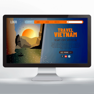 现代网站海报模板_现代卡通风格越南下龙湾旅游网站设计
