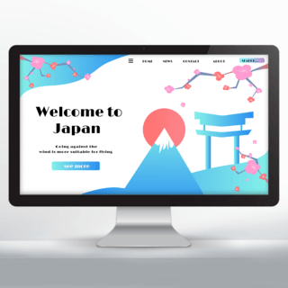 樱花网页设计海报模板_日本旅游宣传落地页设计