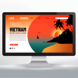 现代网页设计海报模板_现代插画风格越南旅游宣传网页设计