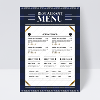 现代简约传单海报模板_现代简约格子背景刀具叉子餐厅菜单传单