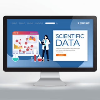 科学研究调查海报模板_蓝色科学研究网页设计