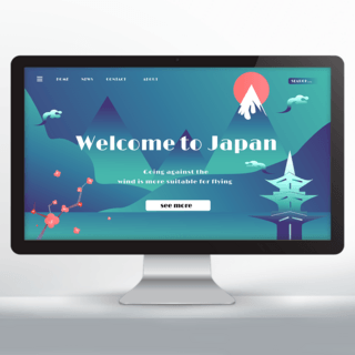 日本红日海报模板_欢迎来日本旅游宣传网页设计