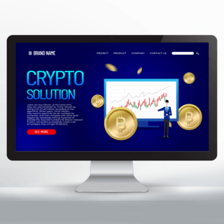 网页设计蓝色海报模板_蓝色比特币交易网页设计