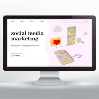立体粉色社交媒体服务网站落地页设计