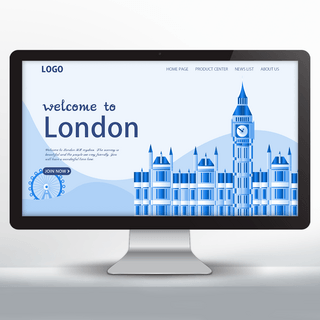 欢迎来到英国伦敦旅游蓝色宣传主页设计