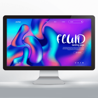 抽象迷幻海报模板_迷幻流体元素落地页设计