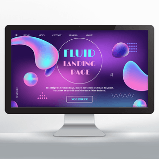 现代网页设计海报模板_流体元素落地页网页设计
