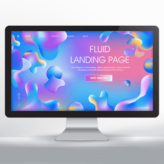 现代网页设计海报模板_流体元素落地页网页设计