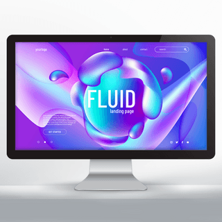 流体液体海报模板_梦幻紫色流体元素落地页设计