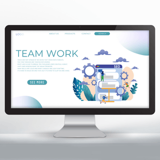 团队网页海报模板_简约团队合作网页设计