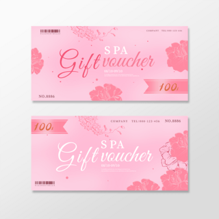 花朵手绘粉色海报模板_手绘粉色花朵spa促销优惠券