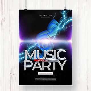 酒吧酷炫海报模板_酷炫创意音符元素音乐会海报