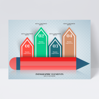 商务风格彩色铅笔元素信息图标排序设计传单