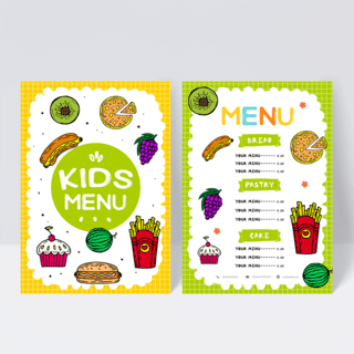 儿童菜单海报模板_彩色可爱水果食物儿童菜单设计