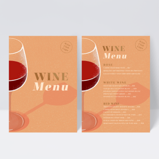 酒餐厅海报模板_葡萄酒插画酒庄菜单