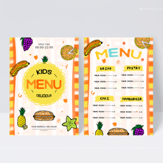 儿童菜单海报模板_手绘食物可爱儿童菜单设计