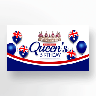 女王生日横幅海报模板_蓝色钻石皇冠女王生日横幅