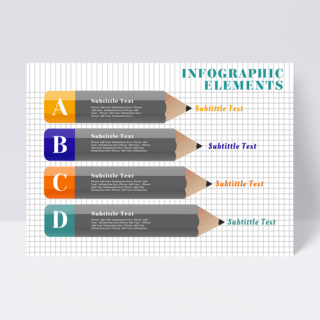 彩色标签铅笔元素信息图表
