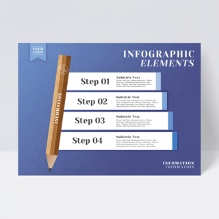 蓝色木质铅笔信息图表设计