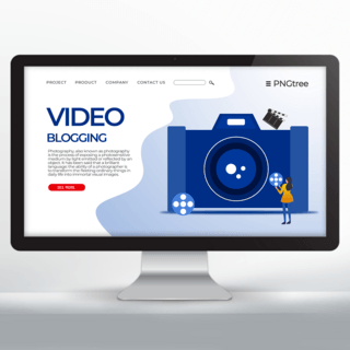 相机网页海报模板_蓝色相机摄影工作室网页设计