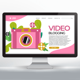 火影带图海报模板_粉红色可爱风格摄影工作室网页设计