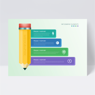 铅笔图标海报模板_黄色铅笔信息图表
