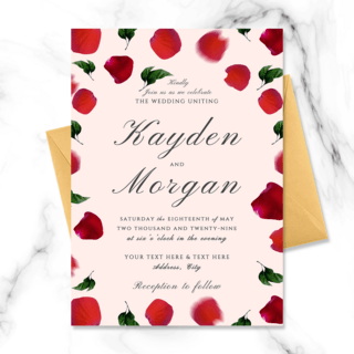 现代时尚精致环绕式玫瑰花瓣结婚邀请函