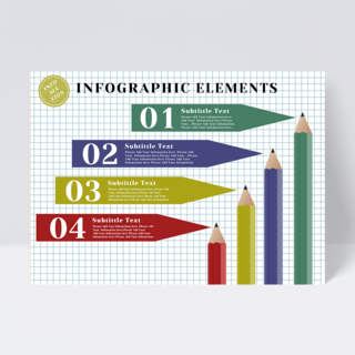 元素图表海报模板_彩色铅笔元素信息图表设计