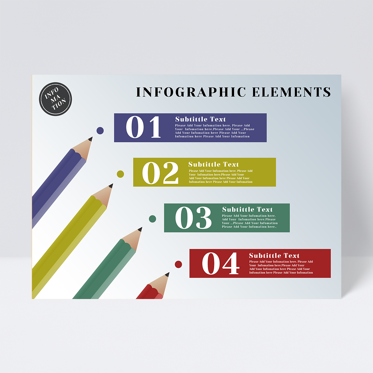 彩色标签铅笔元素信息图表设计图片