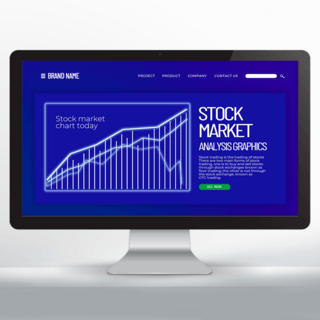 股票走势海报模板_股票交易平台蓝色风格网页设计