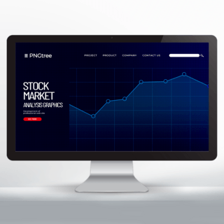 金融网页设计海报模板_蓝色风格股票走势图股票交易平台网页设计
