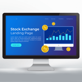 股票走势海报模板_蓝色坐标图金融走势网页设计