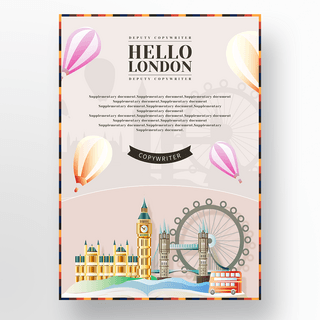 英国伦敦海报模板_时尚欢快彩色英国伦敦建筑物旅游海报