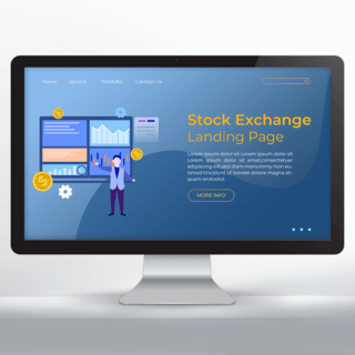 金融证券海报模板_股票金融交易坐标图插画风格网页设计