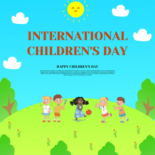 幸福成长海报模板_插画风格世界儿童节社交媒体模板