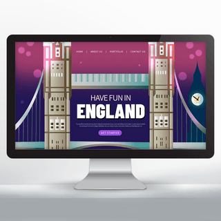 网页设计主页海报模板_伦敦塔桥英国旅游宣传主页设计
