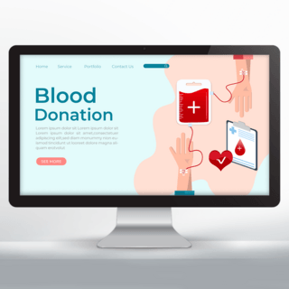 手绘风格献血献爱心宣传教育网页设计