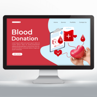 卡通风格医疗献血宣传网页设计