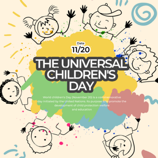 国际媒体海报模板_手绘风格世界儿童日社交媒体模板设计