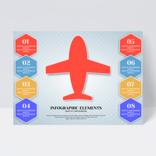 简约商务飞机模型创意信息图表传单