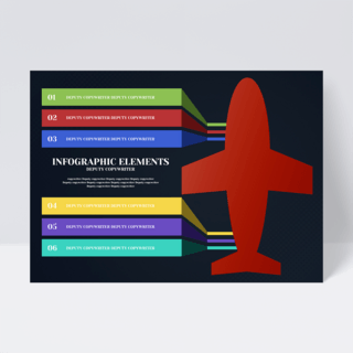 创意彩色飞机模型商务信息图标传单