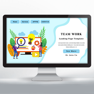 团队网页海报模板_简约时尚团队合作宣传网页设计